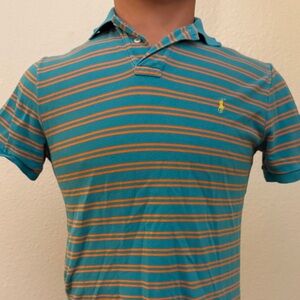 Ralph Lauren Teal and Orange Striped Polo